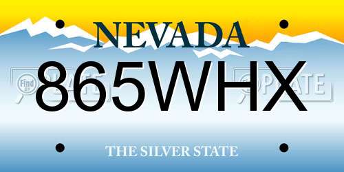 865WHX Nevada License Plate