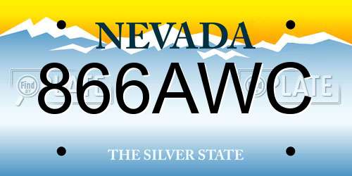 866AWC Nevada License Plate