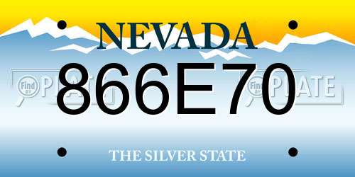 866E70 Nevada License Plate