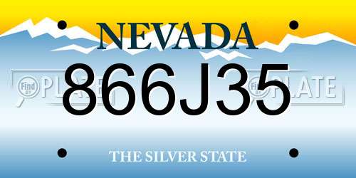 866J35 Nevada License Plate