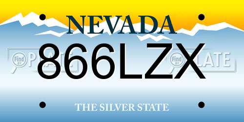 866LZX Nevada License Plate