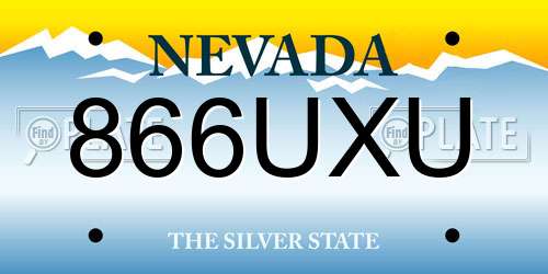 866UXU Nevada License Plate