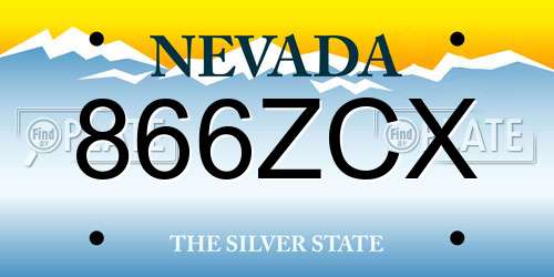866ZCX Nevada License Plate