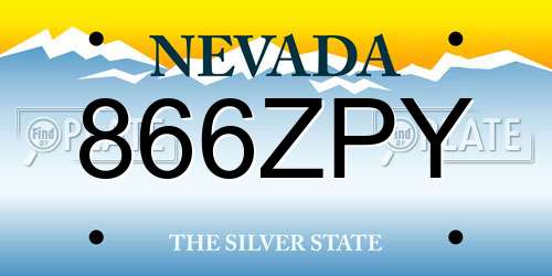 866ZPY Nevada License Plate