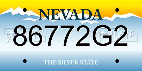 86772G2 Nevada License Plate