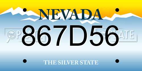 867D56 Nevada License Plate