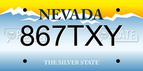 867TXY Nevada License Plate