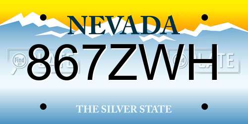 867ZWH Nevada License Plate