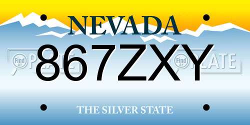 867ZXY Nevada License Plate