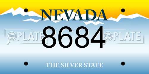 8684 Nevada License Plate
