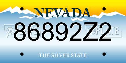 86892Z2 Nevada License Plate