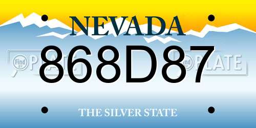 868D87 Nevada License Plate