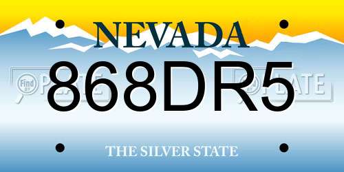 868DR5 Nevada License Plate