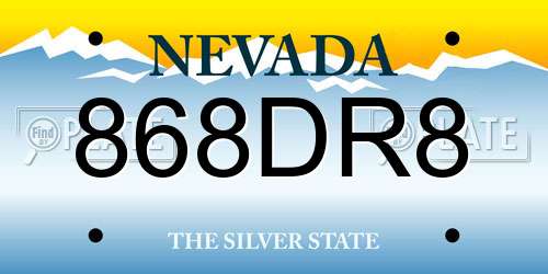 868DR8 Nevada License Plate