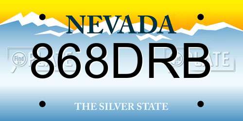 868DRB Nevada License Plate