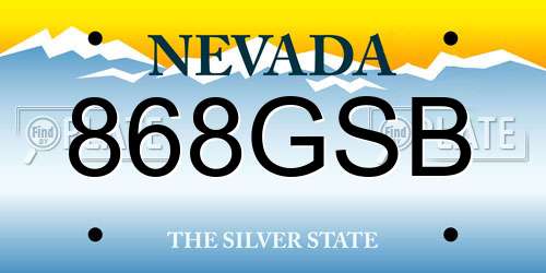 868GSB Nevada License Plate