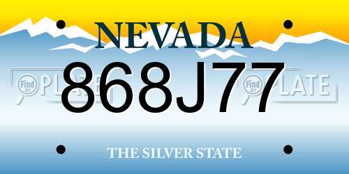 868J77 Nevada License Plate