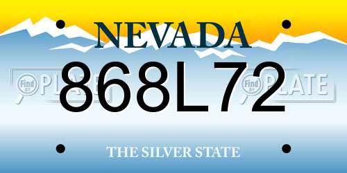 868L72 Nevada License Plate