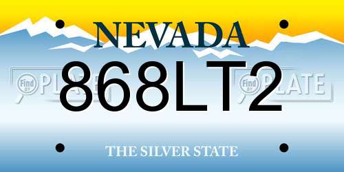 868LT2 Nevada License Plate