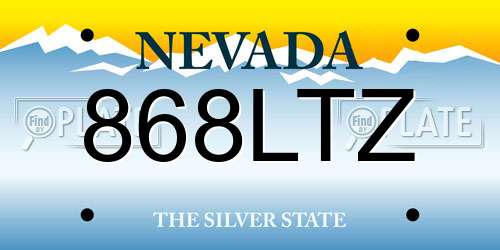 868LTZ Nevada License Plate