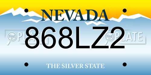 868LZ2 Nevada License Plate