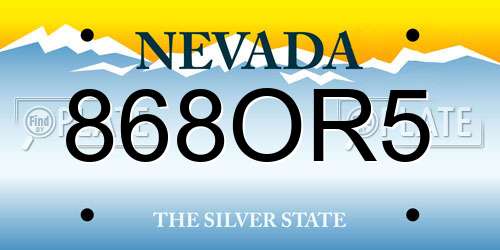 868OR5 Nevada License Plate
