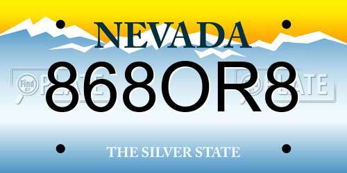 868OR8 Nevada License Plate