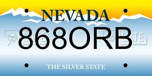868ORB Nevada License Plate