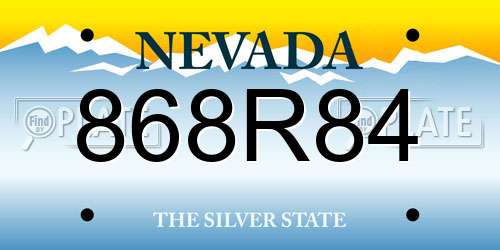 868R84 Nevada License Plate