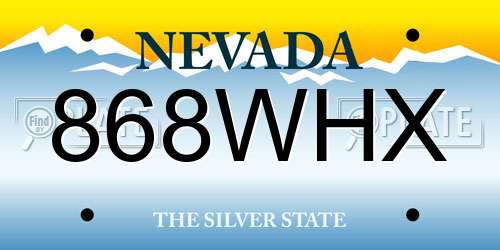 868WHX Nevada License Plate