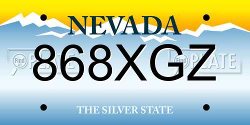 868XGZ Nevada License Plate