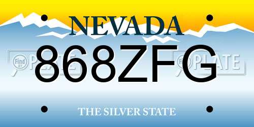 868ZFG Nevada License Plate