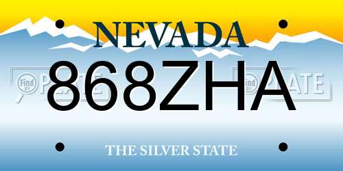 868ZHA Nevada License Plate