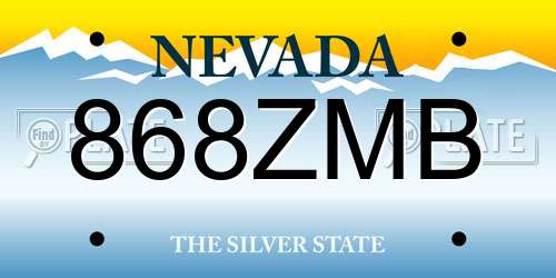 868ZMB Nevada License Plate