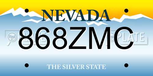 868ZMC Nevada License Plate