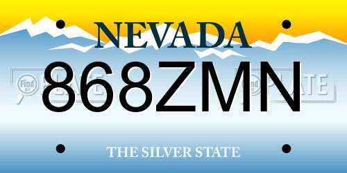 868ZMN Nevada License Plate
