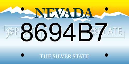 8694B7 Nevada License Plate