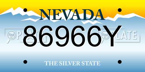 86966Y Nevada License Plate
