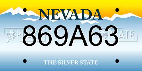 869A63 Nevada License Plate