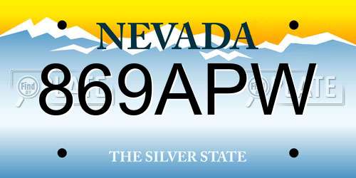 869APW Nevada License Plate