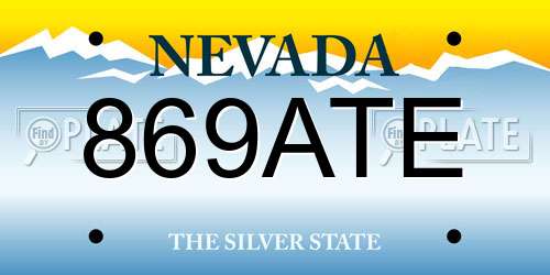 869ATE Nevada License Plate