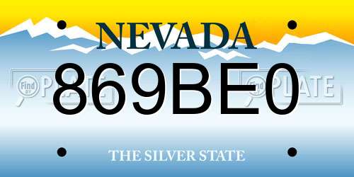 869BE0 Nevada License Plate