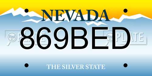 869BED Nevada License Plate