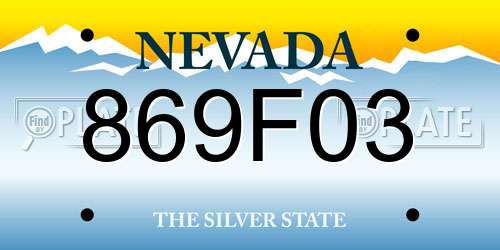 869F03 Nevada License Plate