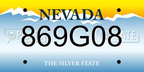 869G08 Nevada License Plate