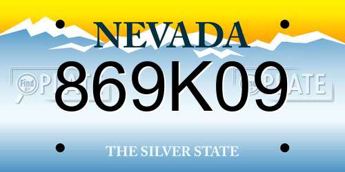 869K09 Nevada License Plate