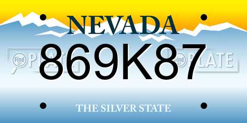 869K87 Nevada License Plate