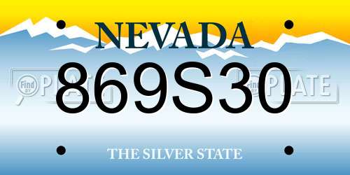 869S30 Nevada License Plate