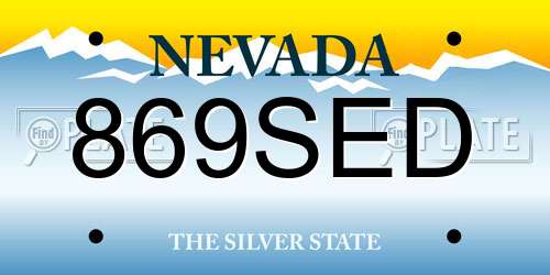 869SED Nevada License Plate