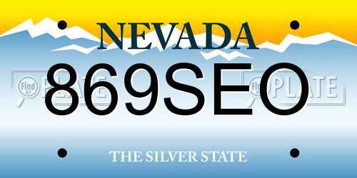 869SEO Nevada License Plate